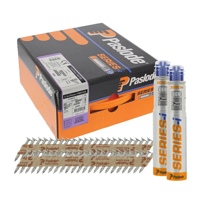 PASLODE PPN 3.4 X 35MM ELECTRO GALVANISED TWIST GALVANISED TWIST NAILS (2500 NAILS + 2 FUEL CELLS)