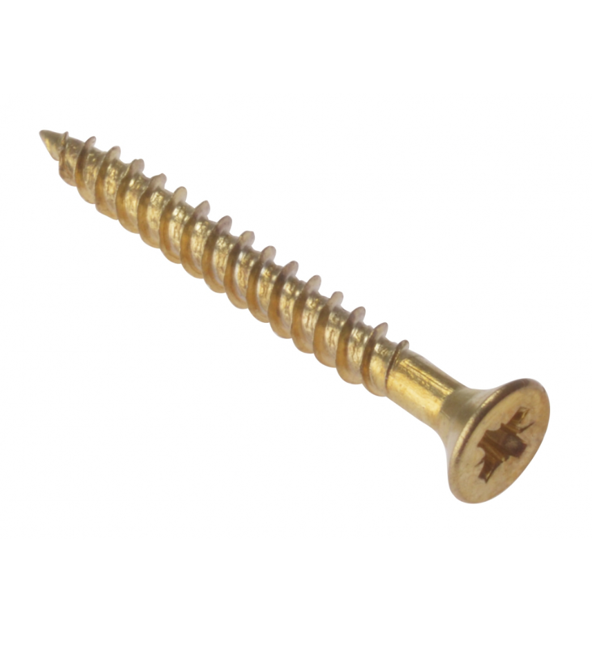 4 X 5/8" ELECTROBRASSED COUNTERSUNK POZI WOODSCREW
