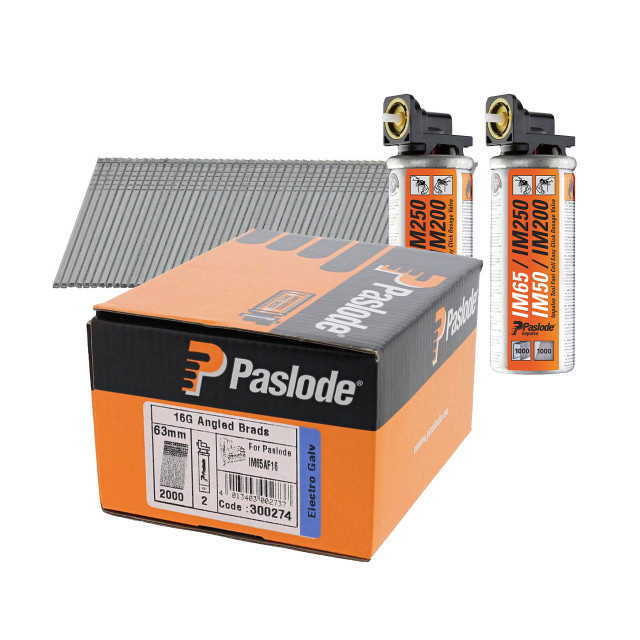 PASLODE IM65A 63MM X 16G ANGLED BRADS WITH GAS (2000)