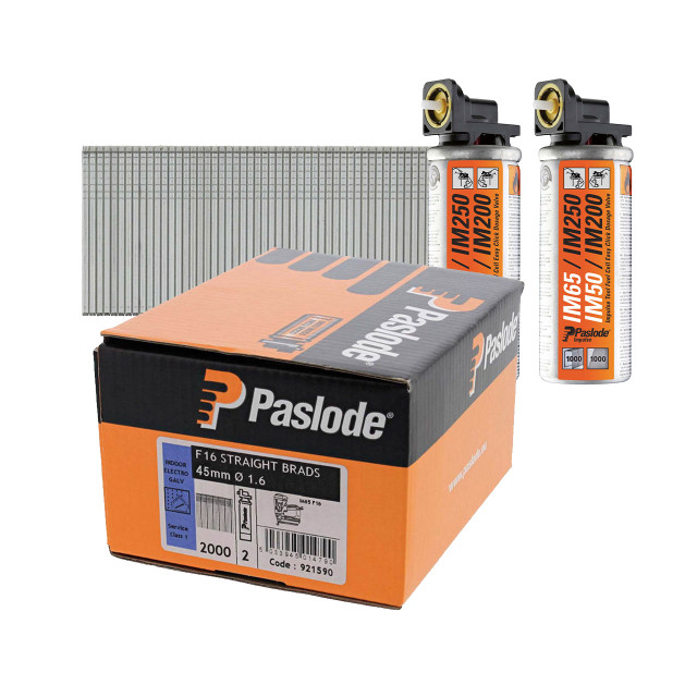 PASLODE IM65 45MM X 16G STRAIGHT BRADS WITH GAS (2000)
