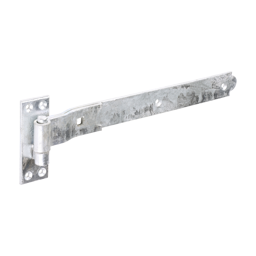 CRANKED BAND & HOOK ON PLATE 14" HOT DIPPED GALVANISED (PAIR)