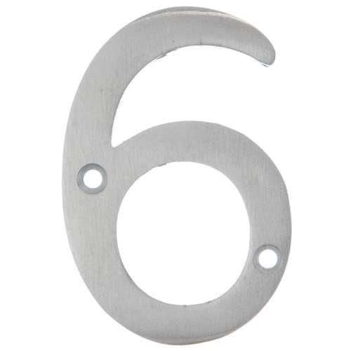 NUMERAL 6 75MM SATIN CHROME