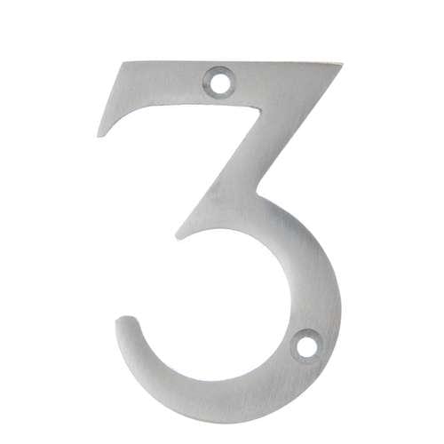 NUMERAL 3 75MM SATIN CHROME