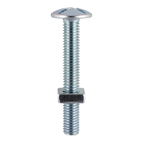 M6 X 40MM ROOFING BOLTS WITH SQUARE NUTS ZINC