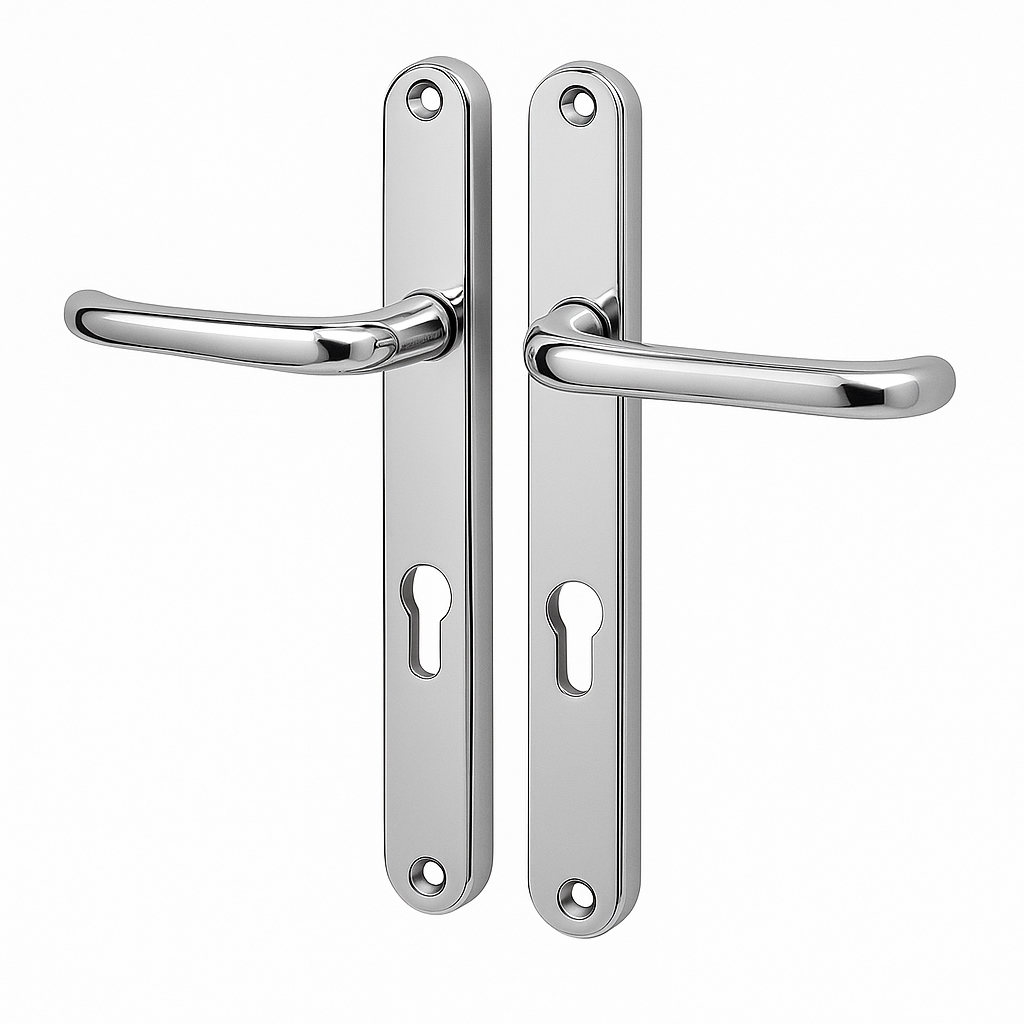 ASEC 92MM CEN.UPVC LEVER HANDLES - CHROME