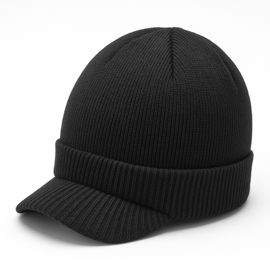 SCRUFFS PEAKED KNITTED BEANIE - BLACK