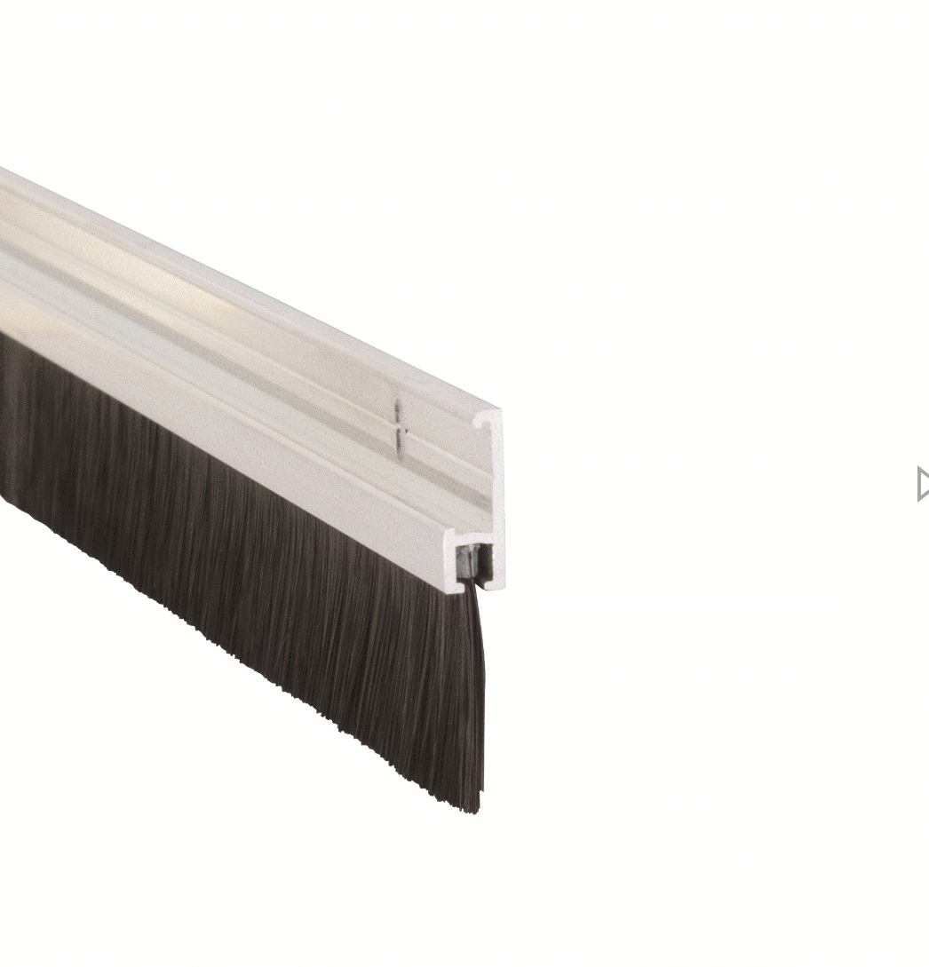 3'0" WHITE PVC BRUSH BOTTOM DOOR SEAL
