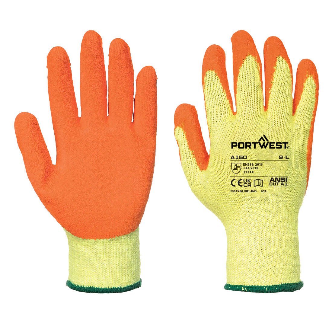 SIZE 10 ORANGE GRAB & GRIP GLOVES (PAIR)