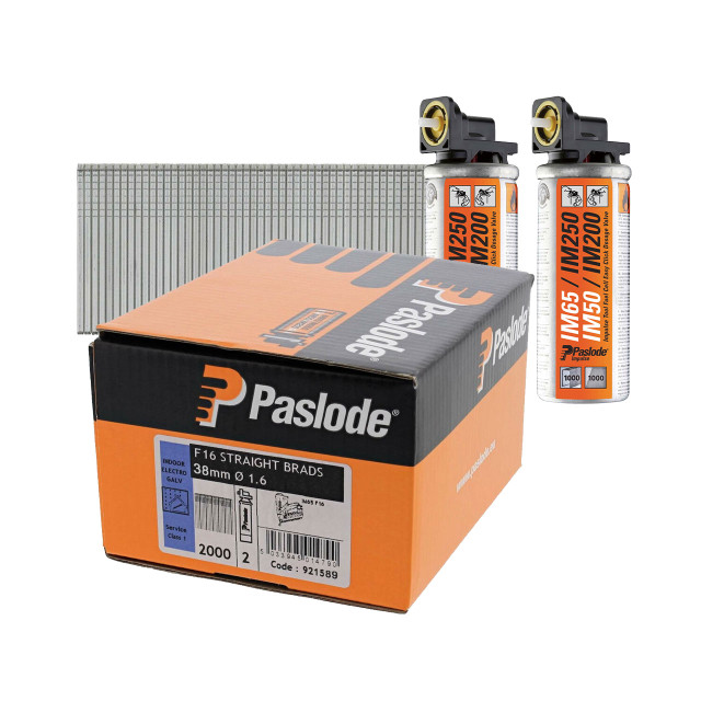 PASLODE IM65 38MM X 16G STRAIGHT BRADS WITH GAS (2000)