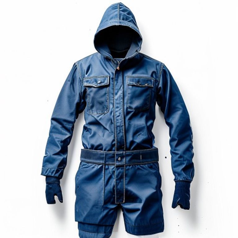 DISPOSABLE OVERALLS C/W HOOD XL NAVY BLUE