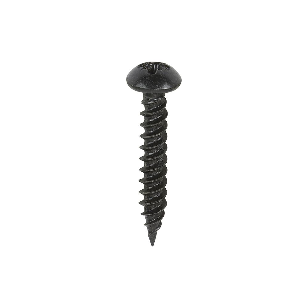 BLACKJAX 8 X 1" BLACK JAPANNED POZI ROUNDHEAD WOODSCREW